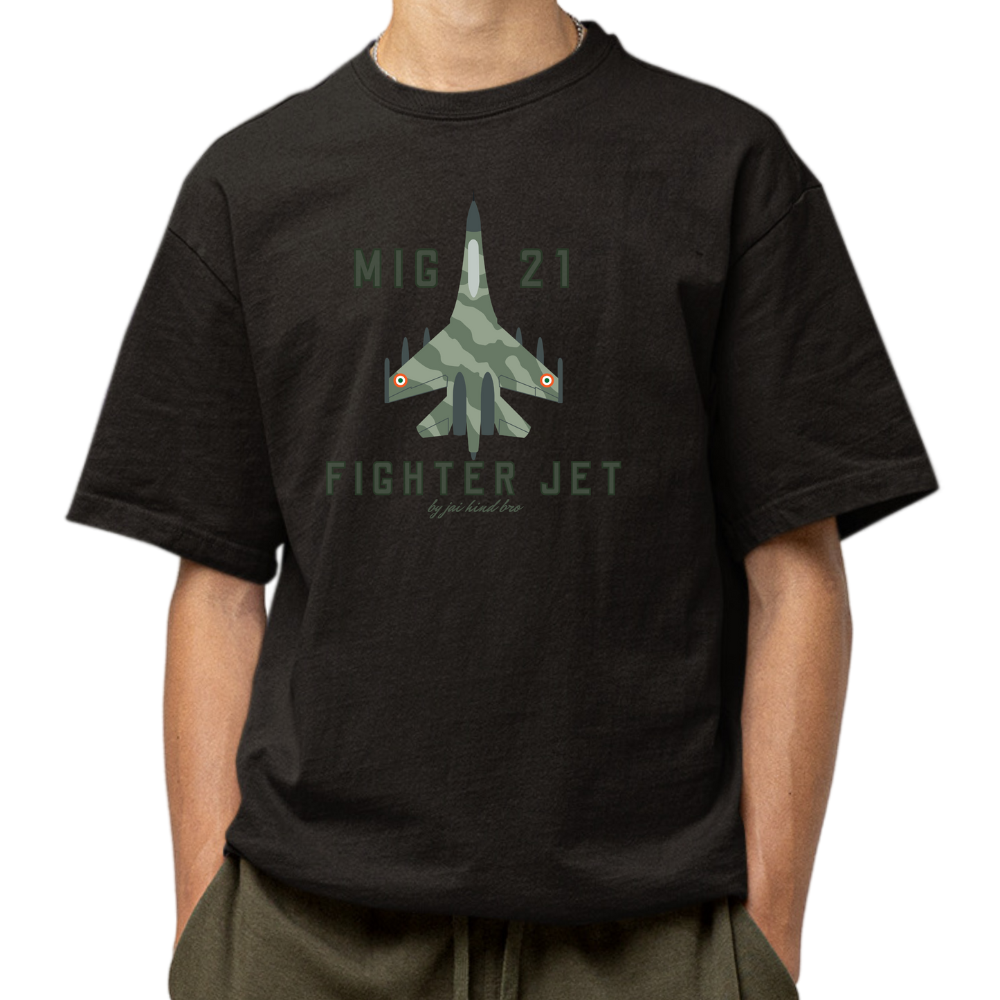 MIG-21 JET OVERSIZED BLACK T-SHIRT