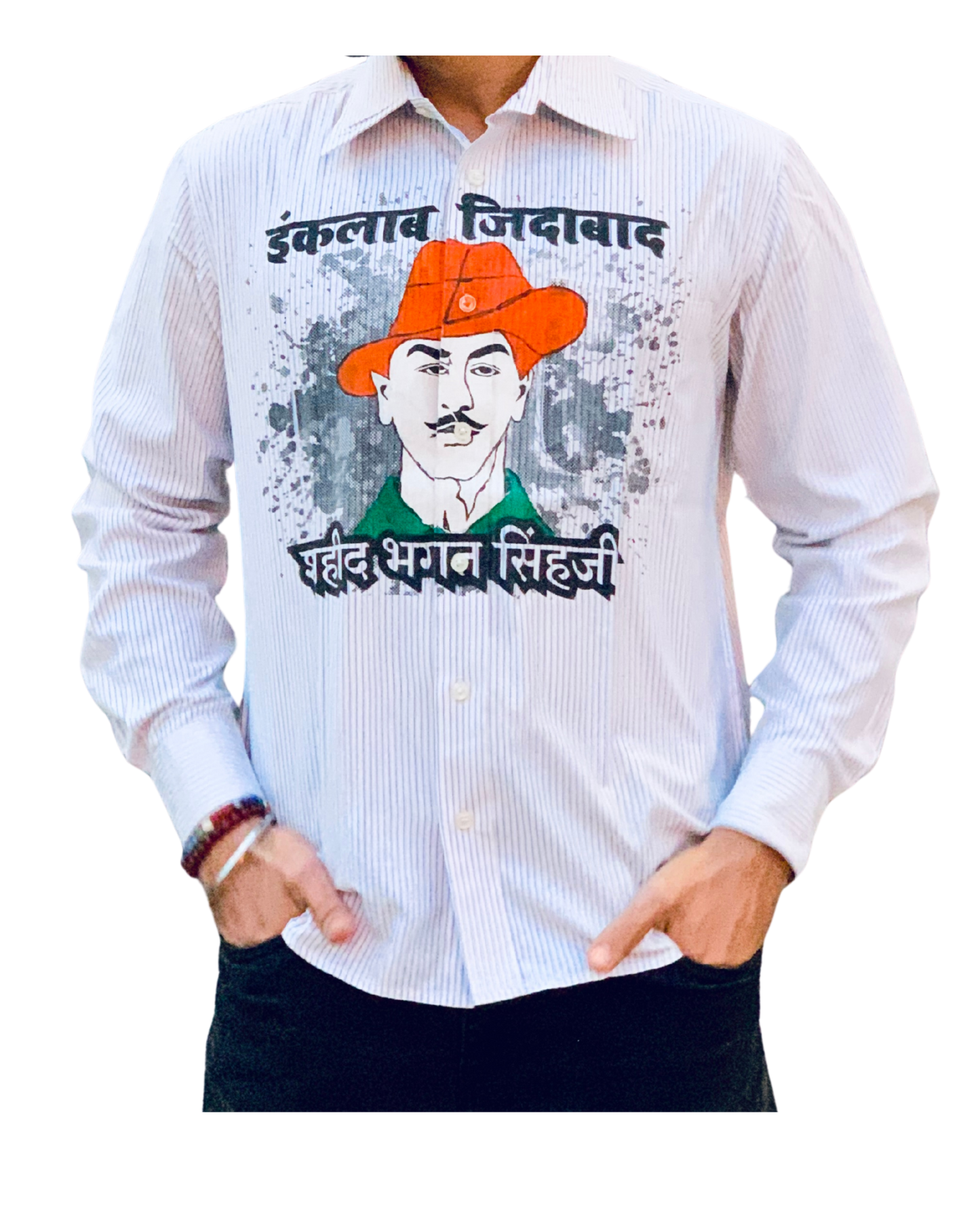 Inquilab Zindabad” Bhagat Singh White Printed Shirt