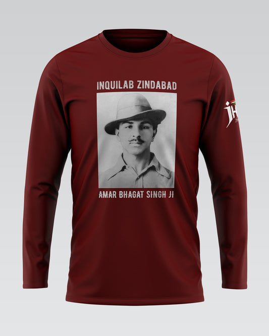 Amar Bhagat Singh ji (1907 to Infinity) Maroon Full Sleeves T-Shirt