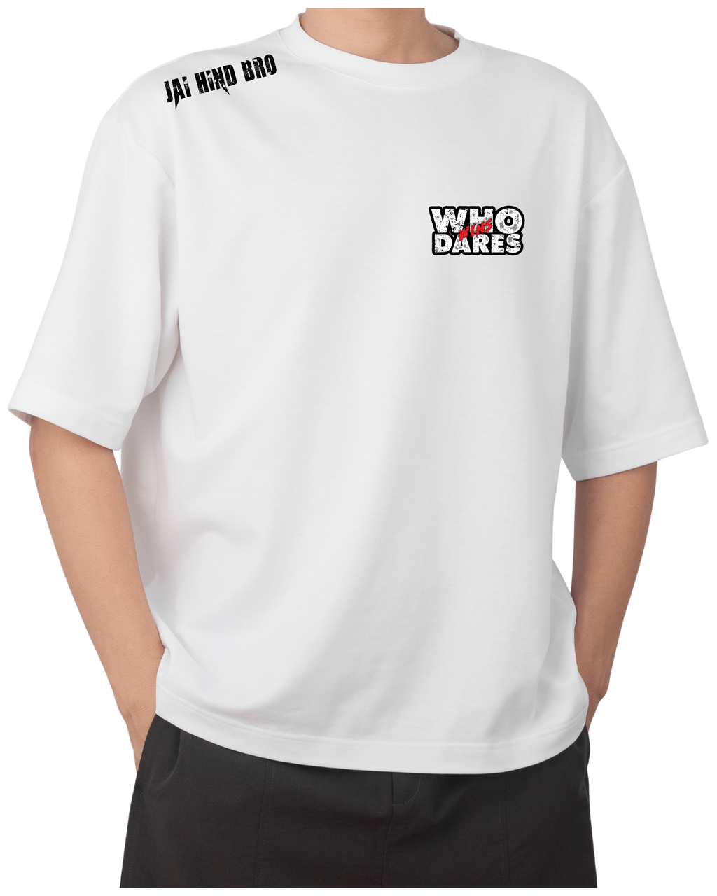 WHO DARES WIN! WHITE OVERSIZED T-SHIRT