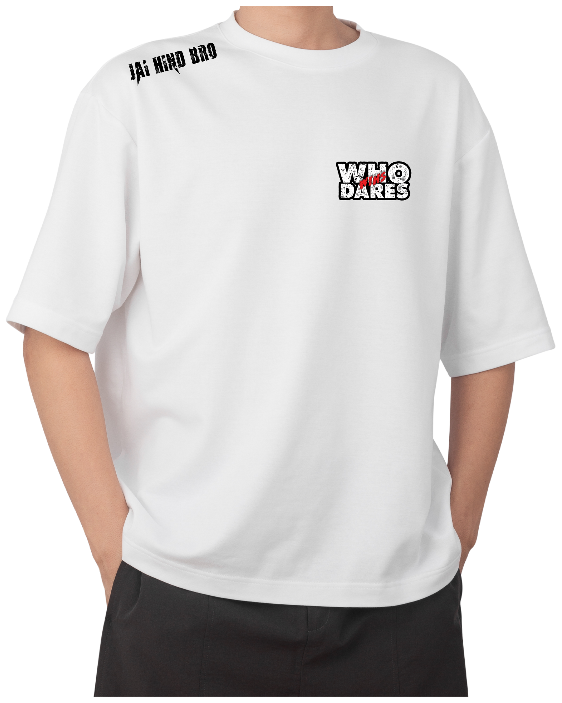 WHO DARES WIN! WHITE OVERSIZED T-SHIRT
