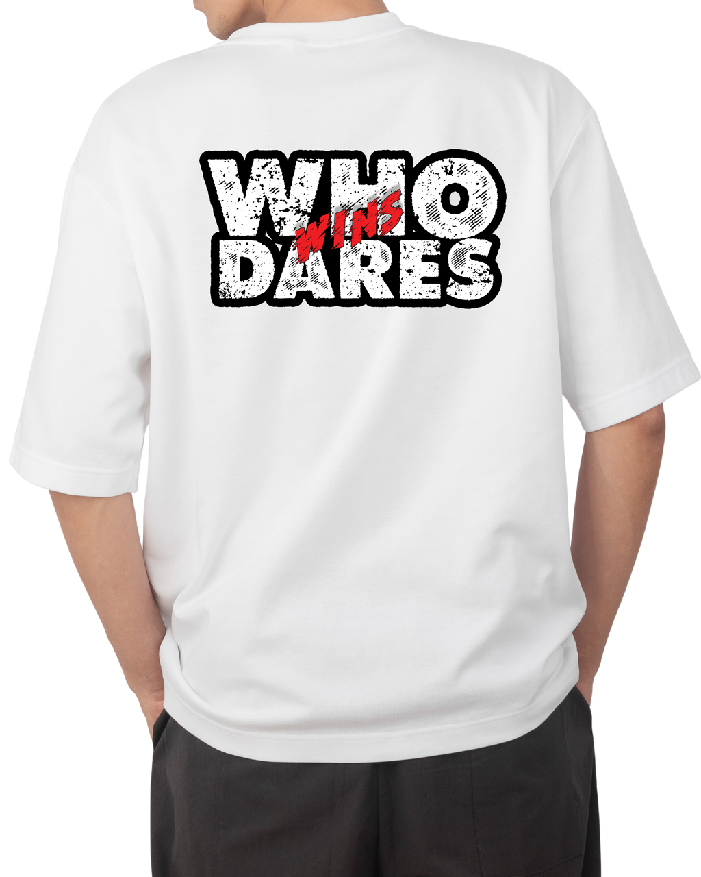 WHO DARES WIN! WHITE OVERSIZED T-SHIRT