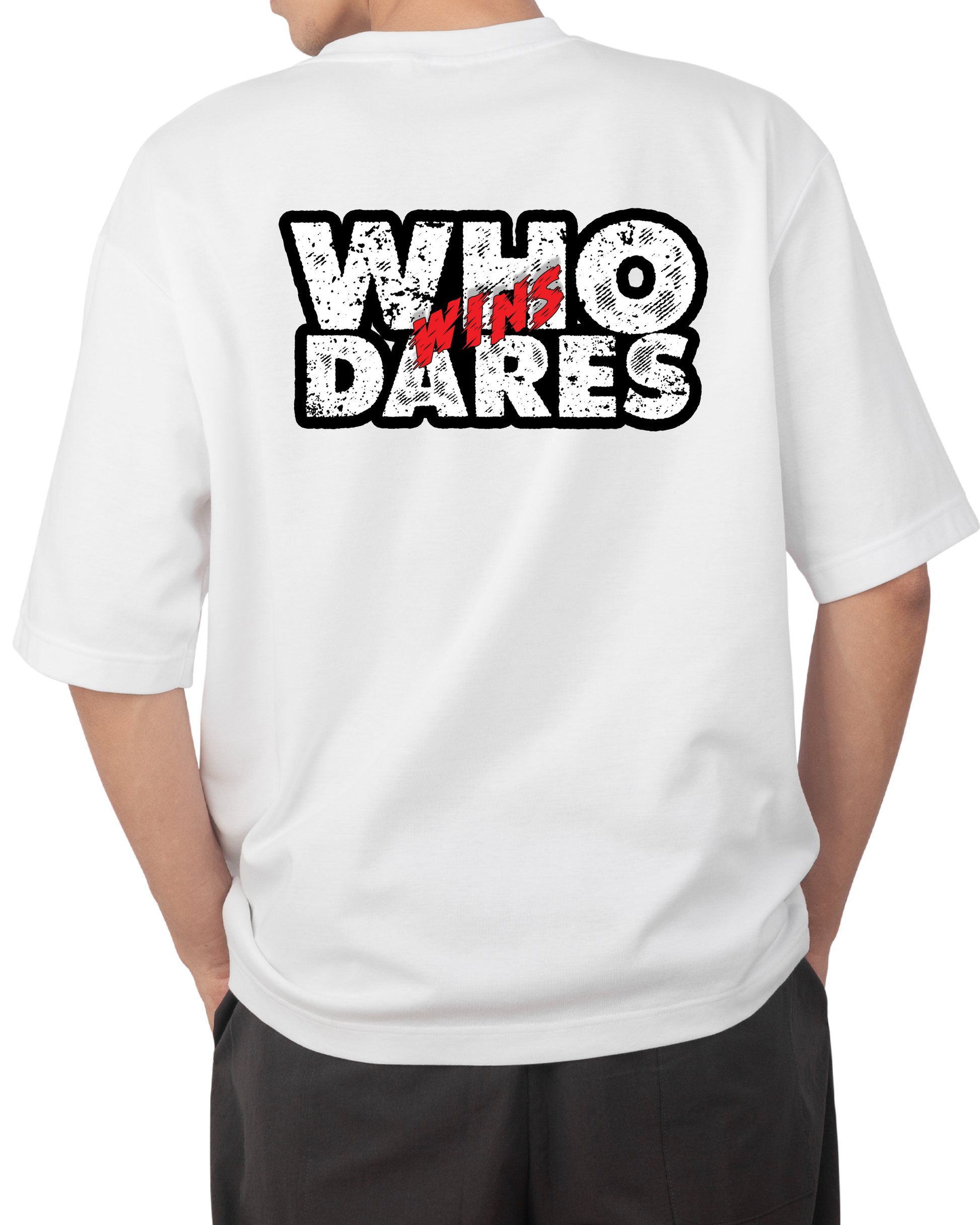WHO DARES WIN! WHITE OVERSIZED T-SHIRT