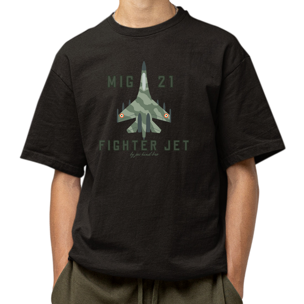 MIG-21 JET OVERSIZED BLACK T-SHIRT