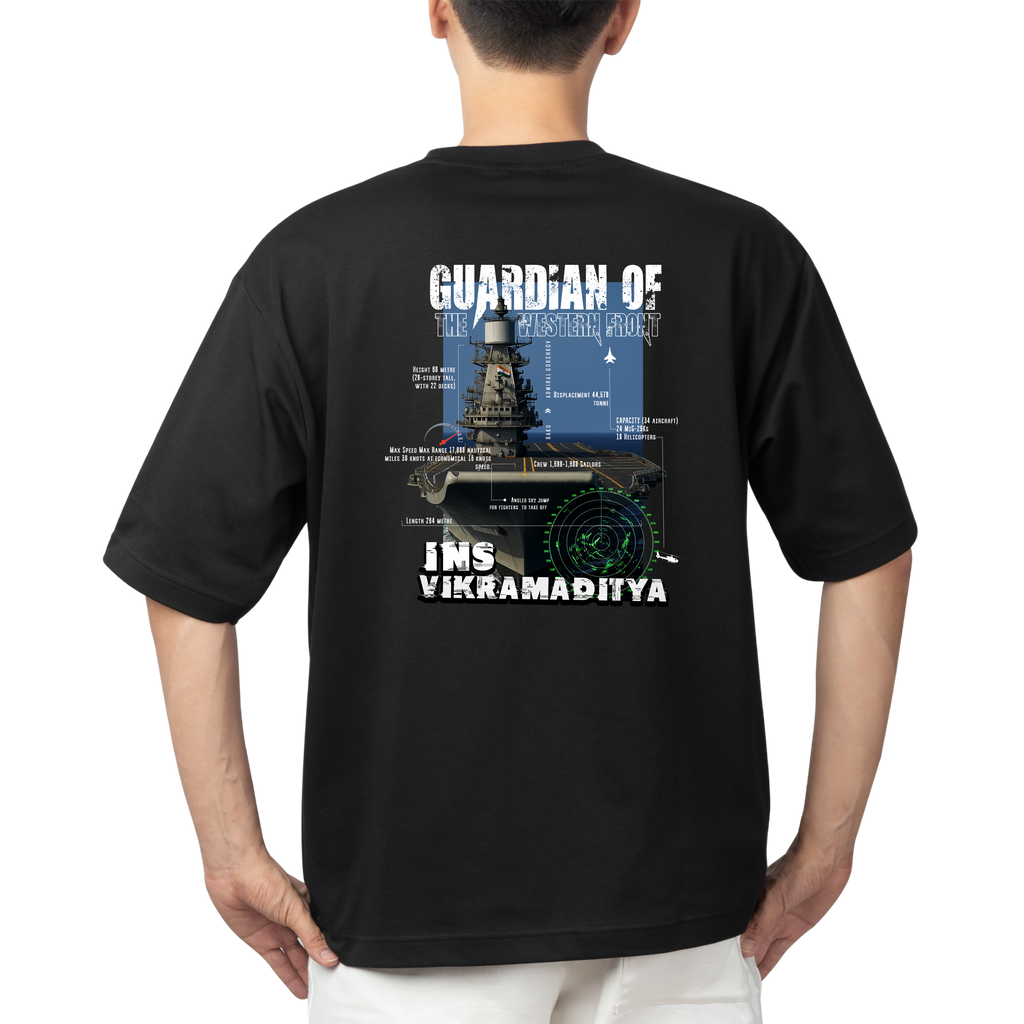 INS VIKRAMADITYA BLACK OVERSIZED T-SHIRT
