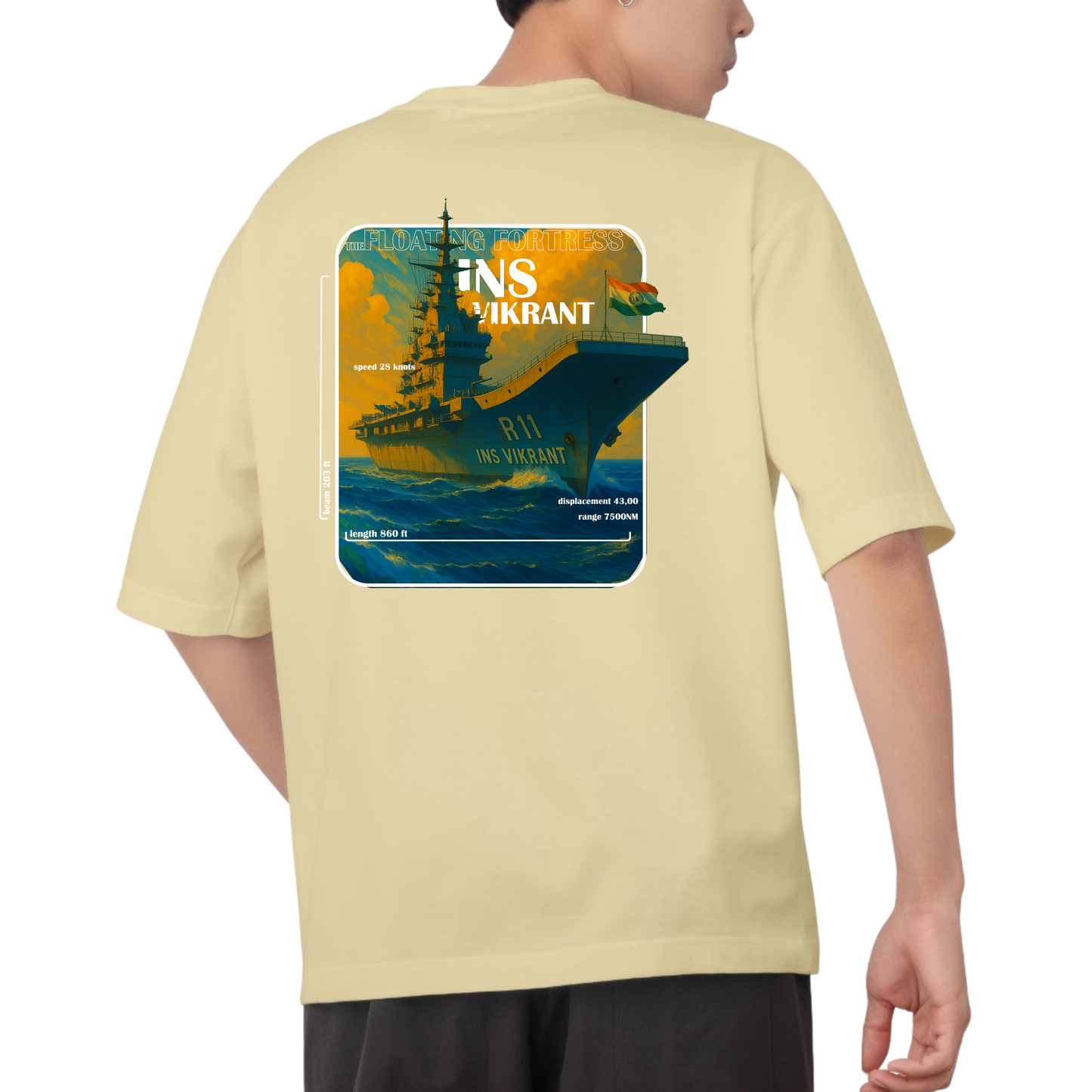 INS VIKRANT BEIGE OVERSIZED T-SHIRT