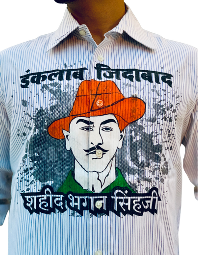 Inquilab Zindabad” Bhagat Singh White Printed Shirt